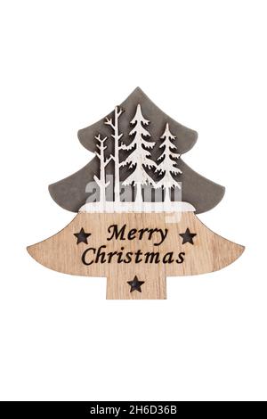 Stilisiertes Bild eines Weihnachtsbaums aus Holz und Stoff Stockfoto