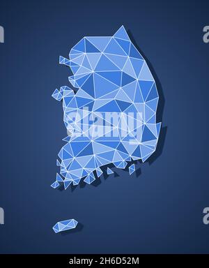 Südkoreanische Polygonkarte. Low Poly trendy Stil Vektor-Karte von Südkorea. Stock Vektor