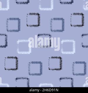 Nahtloses Muster, abstrakter Hintergrund quadratische Rautenform, Graffiti-Vektor-Illustration blau monochrom Stock Vektor