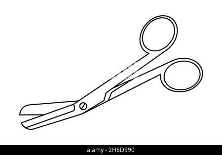 Scheren-Symbol. Lineares Symbol des Handwerkzeugs. Vektorgrafik. Scheren-Symbol auf weißem Hintergrund Stock Vektor