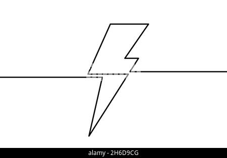 Kontinuierliche Linienzeichnung des Blitzes. Blitzliniensymbol. Hintergrund für einzeilige Zeichnung. Vektorgrafik. Symbol für „Blitzdurchlauflinie“ Stock Vektor
