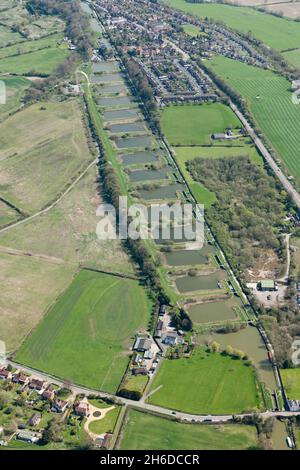 Caen Hill Locks on the Kennet and Avon Canal, Devizes, Wiltshire, 2015. Stockfoto