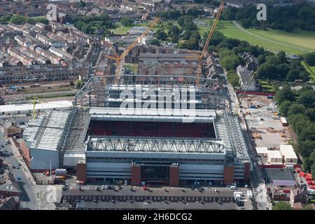 Anfield Football Stadium, Heimstadion des Liverpool Football Club, Liverpool, 2015. Stockfoto
