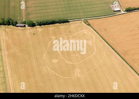 Iron Age – Feldbebauung mit doppeltem Grat, in der Nähe von South Wonston, Hampshire, 2015. Stockfoto