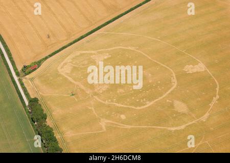 Iron Age – Feldbebauung mit doppeltem Grat, in der Nähe von South Wonston, Hampshire, 2015. Stockfoto