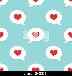 Liebe Rede Wolken mit Herzen nahtlose Muster. Vektorgrafik. Stock Vektor