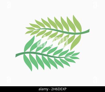 Zwei grüne Palmblätter. Vektorgrafik. Stock Vektor