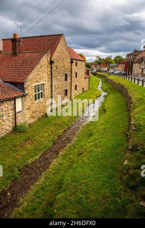 Entlang des Borough Beck in Helmsley im North York Moors National Park, Yorkshire, England Stockfoto