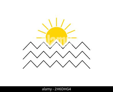 Symbol für Sonne und Meereswellen. Vektorgrafik. Stock Vektor
