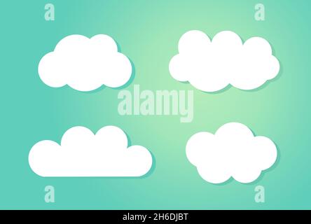 Wolken über blauem Himmel. Weiße Wolken Hintergrund. Vektorgrafik. Stock Vektor