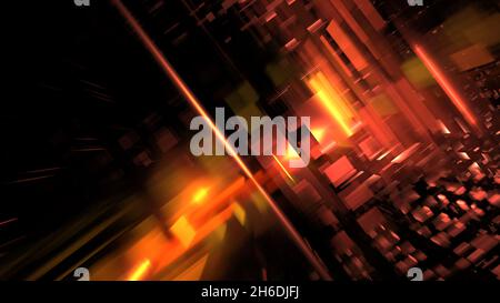 Hi-Tech Digital Interior abstrakter Rechenzentrumsserver, Business Technology Blured Polygonal geometrischer Cyberpunk-Raum, 3D-Rendering Stockfoto