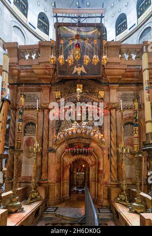 Das Grab Jesu Christi in der Grabeskirche Stockfoto