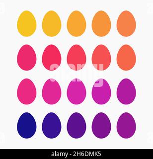 Ostereier farbenfrohe flache Designkollektion. Ostereier-Symbole. Vektorgrafik. Stock Vektor