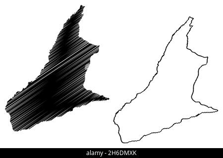 Ukhrul Bezirk (Manipur Staat, Republik Indien) Karte Vektor Illustration, Scribble Skizze Ukhrul Karte Stock Vektor
