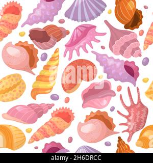 Muschelmuster. Sommer Strand Elemente auf Sand Seesterne jüngsten Vektor nahtlose Hintergrund für textile Design-Projekte Stock Vektor