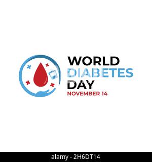 Plakat Design für World Diabetes Day Free Vector. Vector Illustration der Welt Diabetes Tag Konzept Stock Vektor
