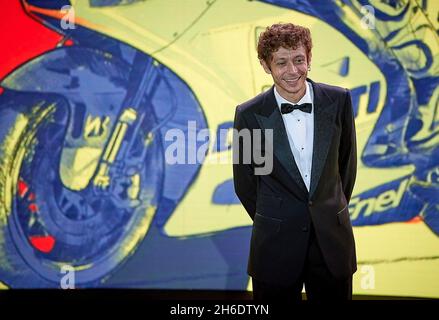 Valencia, Spanien. November 2021. Valentino Rossi reagiert auf die Verleihung der FIM MotoGP Awards 2021 am 14. November 2021 in Valencia, Spanien. Quelle: Str/Xinhua/Alamy Live News Stockfoto