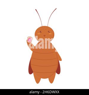 Niedliche Cartoon-Kakerlake beim Essen ein Sandwich Kunst Stock Vektor