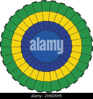 Brasilianischer Dreifarbcockade, Brasilien, Vektorgrafik Stock Vektor