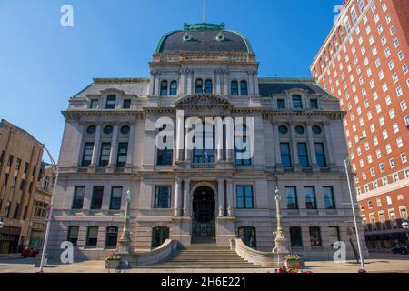 Das Providence City Hall wurde 1878 im Barockstil des zweiten Imperium am Kennedy Plaza in der Dorrance Street 25 in der Innenstadt von Providence, Rhode Island RI, erbaut Stockfoto