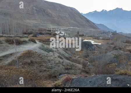 Steinhaus. Jharkot Dorf. Mustang District, Nepal Stockfoto