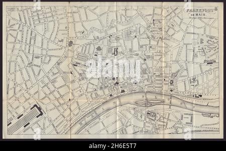 FRANKFURT AM MAIN antiken Stadtplan Stadtplan. Deutschland. BRADSHAW 1892 alt Stockfoto