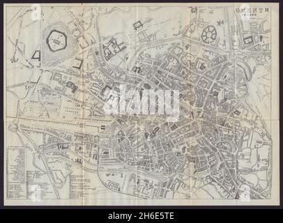 GENT GENT GAND antiker Stadtplan. Belgien. BRADSHAW 1892 alt Stockfoto