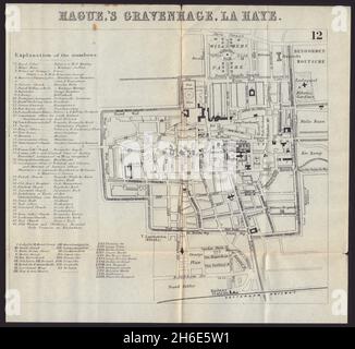 THE HAGUE DEN HAAG 'S-GRAVENHAGE LA HAYE. Stadtplan des Stadtplans. BRADSHAW 1892 Stockfoto