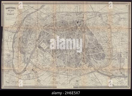 STADTPLAN VON PARIS im antiken Stadtplan. Paris. BRADSHAW 1892 altes Diagramm Stockfoto