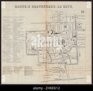 THE HAGUE DEN HAAG 'S-GRAVENHAGE LA HAYE. Stadtplan des Stadtplans. BRADSHAW 1893 Stockfoto