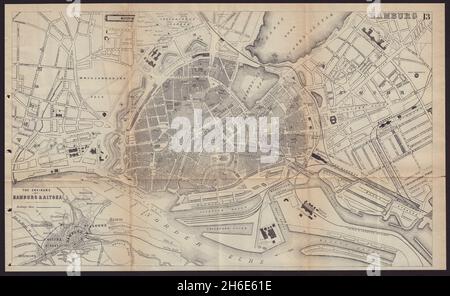 STADTPLAN VON HAMBURG im antiken Stadtplan. Deutschland. BRADSHAW 1893 alt Stockfoto