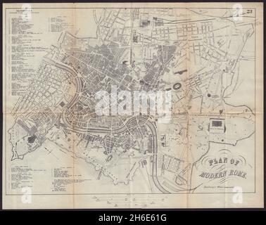 ROM ROMA antiker Stadtplan. Italien. BRADSHAW 1893 alt Stockfoto