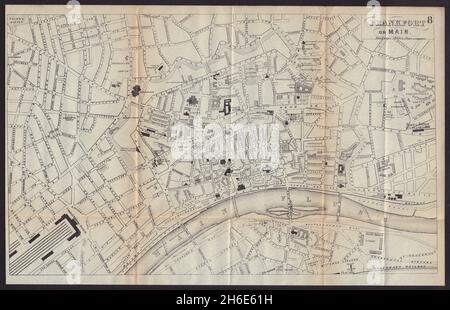 FRANKFURT AM MAIN antiken Stadtplan Stadtplan. Deutschland. BRADSHAW 1893 alt Stockfoto