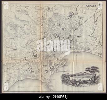 NEAPEL NAPOLI antiker Stadtplan. Italien. BRADSHAW 1893 alt Stockfoto