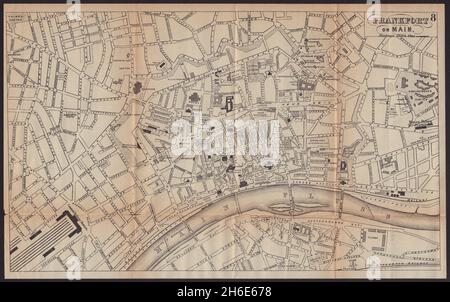 FRANKFURT AM MAIN antiken Stadtplan Stadtplan. Deutschland. BRADSHAW ...