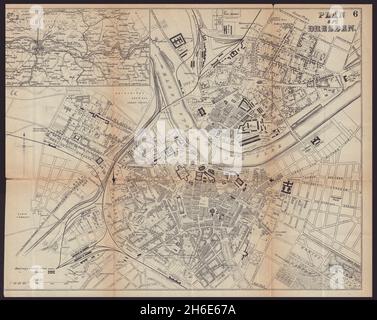 DRESDEN antiker Stadtplan. Deutschland. BRADSHAW C1898 alt Stockfoto