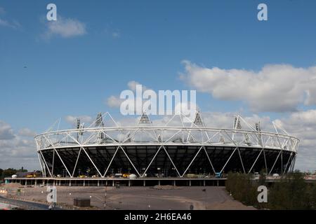 Die Regierung hat heute bestätigt, dass die Vereinbarung des Fußballvereins West Ham United über die Übernahme des Olympiastadions zusammengebrochen ist. Stockfoto