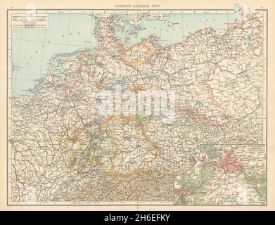 Deutschland. Polen Preußen. Berlin-Umgebung. Benelux. DIE TIMES 1895 alte Karte Stockfoto