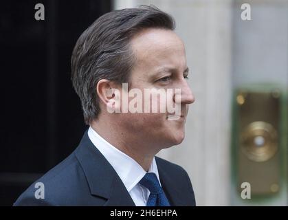 Der britische Premierminister David Cameron trifft den irischen Präsidenten Michael D. Higgins in der Downing Street in London. Stockfoto
