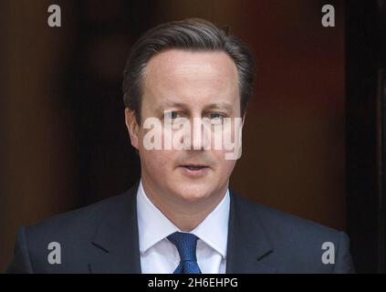 Der britische Premierminister David Cameron trifft den irischen Präsidenten Michael D. Higgins in der Downing Street in London. Stockfoto