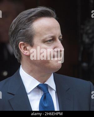 Der britische Premierminister David Cameron trifft den irischen Präsidenten Michael D. Higgins in der Downing Street in London. Stockfoto