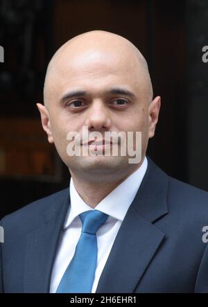 Der neue Kultursekretär Sajid Javid hat heute in der Downing Street ein Bild gemacht. Er ersetzt Maria Miller, die nach einem Spesenstreit aus dem Amt zurückgetreten ist. Stockfoto