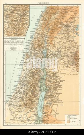 Palästina. Judäa Hochland. Alte und arabische Namen. Heiliges Land. TIMES 1895 Karte Stockfoto