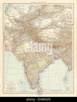 Süd- Und Zentralasien. Britisch-Indien. Tibet, China, Russland. DIE TIMES 1895 Karte Stockfoto