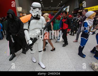 Die MCM Comic con 2014 fand dieses Wochenende vom 24. Bis 26. Oktober im Excel, London, statt Stockfoto