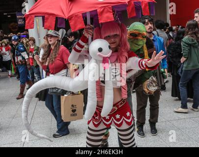 Die MCM Comic con 2014 fand dieses Wochenende vom 24. Bis 26. Oktober im Excel, London, statt Stockfoto