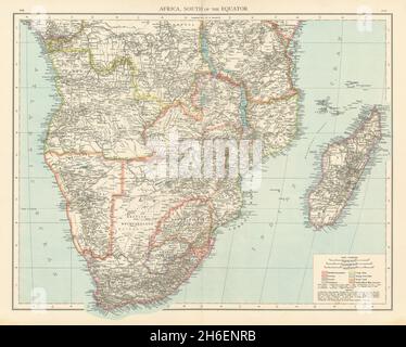 Koloniales Südafrika. Britisch-Portugiesisch-Deutsch. Madagaskar. TIMES 1895 Karte Stockfoto