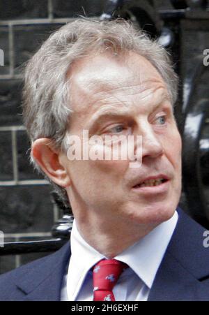 Premierminister Tony Blair verlässt Downing Street. Stockfoto