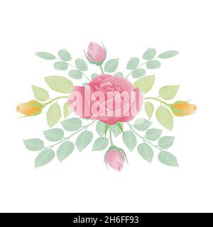 Aquarell natürliche Blume und verlassen Set-Design Stock Vektor