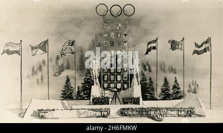 The Olympic Tower of Nations, Künstlerkonzept für die VIII. Olympischen Winterspiele, Squaw Valley, USA 1960 Stockfoto